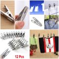 12pcs Multipurpose Stainless Steel Clips Clothing Clips CHUTKI HOOKS Clamps Sealing Clip Household Clothespin Clothes Pegs. 