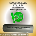 18650 3800mAh Rechargeable Cell Lithium-ion Battery 3.7V for Power Bank, LED Torch and more Gadgets. 