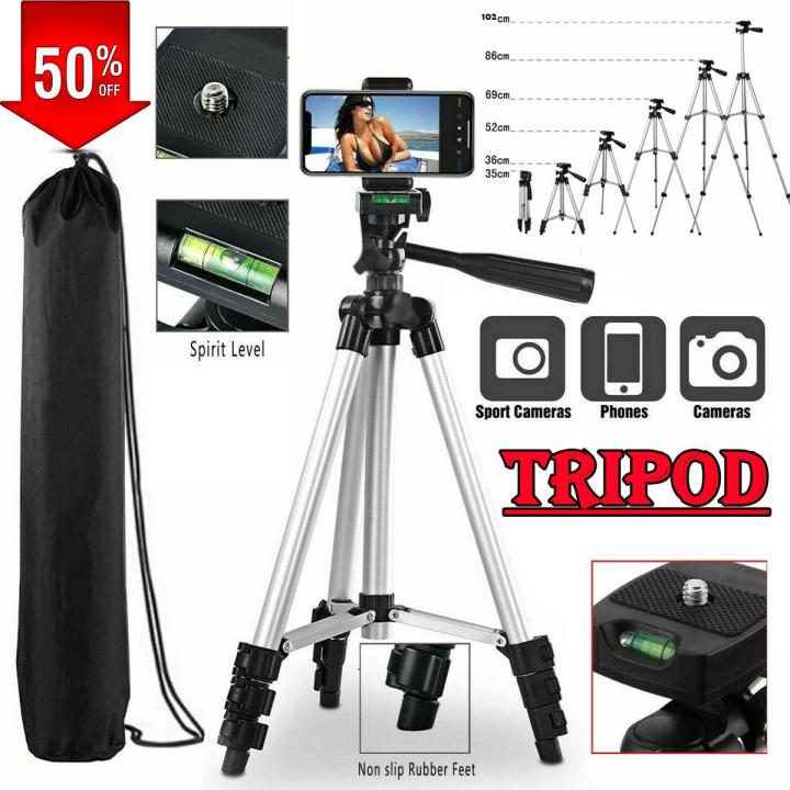 3110 Tripod Stand for Mobile Phones & Camera 360 Adjustable Tripod Stand Holder for DSLR Android IOS Best Stand for Bloggers Youtubers Ticktockers Video Maker Portable Scalable Pan Head Tripod Mount Bracket Holder Foldable Tripod Stand for Camcorders