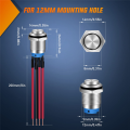 5Piece Push Button Switch with Pre Wired Harness 12V 24V Self Locking Latching 12mm. 