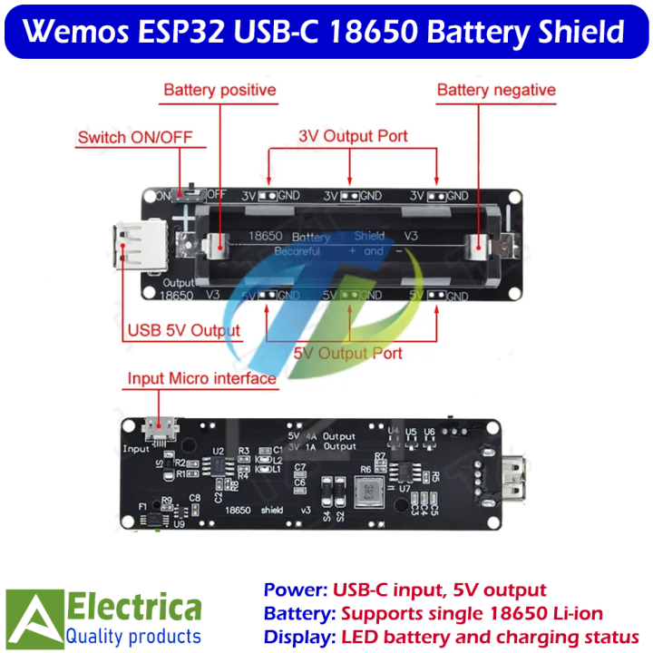 Wemos%20ESP32%20USB-C%2018650%20Battery%20Shield%20V3%20with%20LED%20Display%20for%20Arduino,%20Raspberry%20Pi%20&%20IoT%20Projects%20by%20Electrica%20-%20Image%204