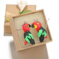Simple Women Colorful Soft Clay Pottery Parrot Ear Stud Earrings Jewelry Decor. 