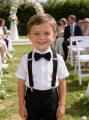 Black Broad Strip Suspender And Bow Tie For  boys. 