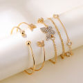 5PC New Bohemian Elegance Open Bracelets Rhinestone Butterfly Bracelet Girl Gift SEVICH. 