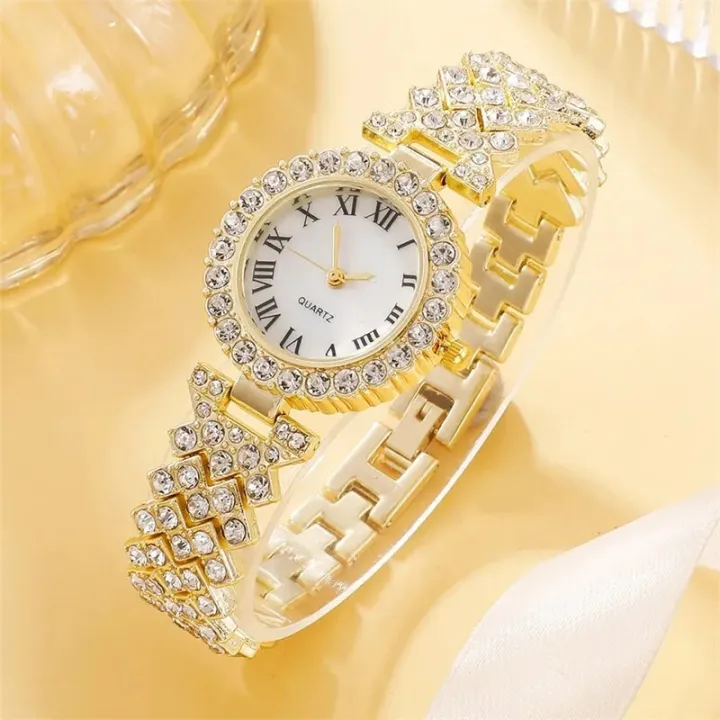 LooKeo%20Mall%206PCS%20Diamond%20Set%20watch%20Classy%20Golden%20Ladies%20Wrist%20Watch%20Women's%20earrings,%20necklaces,%20bracelets,%20ring%20accessories%20-%20Image%205