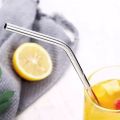 Reusable Stainless Steel Straw with Cleaning Brush (2- Bend Pipe, 2- Long Straw, 1-Cleaning Brush). 