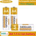 Daweikala AA1.5V 3400mAh Li-ion Rechargeable Battery AA Lithium-ion Battery for Remote Control Mouse Small Fan Electric Toy. 