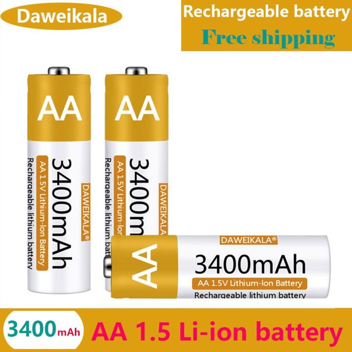 Daweikala AA1.5V 3400mAh Li-ion Rechargeable Battery AA Lithium-ion Battery for Remote Control Mouse Small Fan Electric Toy