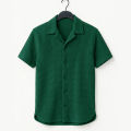 Richman Cuban Collar Shirt For Men - Half Sleeves Men Shirts - Waffle Knit Casual Shirts For Men. 