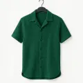 Richman Cuban Collar Shirt For Men - Half Sleeves Men Shirts - Waffle Knit Casual Shirts For Men. 