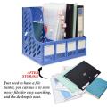 Multi-function Plastic Storage Hanger 4 Section Divider File Paper Magazine Rack Holder Office Home Desktop Book Box Bookshelf. 