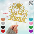 PERSONALISED Happy Birthday Glitter Cake Topper For Party Celebration, Birthday Decoration, Customized topper with ANY Color, ANY NAME, ANY AGE. 