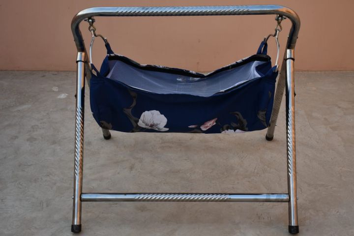 Silver Small Bearing Folding Net Cloth Cradle for New Born Baby