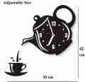 coffee cup and kettle design wall clock, clock for kitchen, stylish clock for kitchen, kitchen clock, wooden clock for kitchen. 