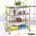 Stainless Steel 4 Layer Shoe Rack Stand Footwear Cabinet Organizer Shoe Stand - Foldable Shoe Rack - Folding Stainless Steel Shoe Rack - 4 Layer. 