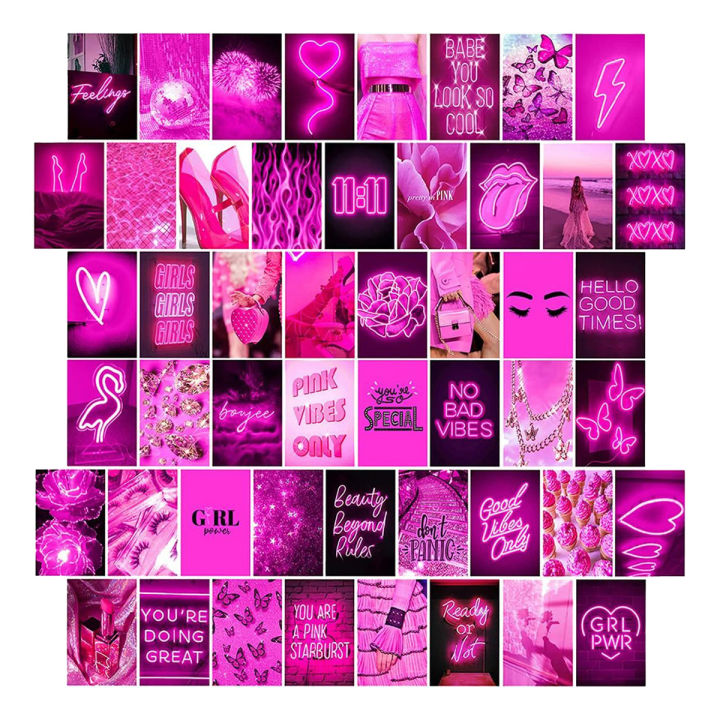 pink Theme Aesthetic photo cards of your choice 21 Cards 4x6'' For Wall Decorate