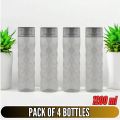 Set Of 4 Bottles Fridge Refrigerator Unbreakable PET Water Bottle 1000ML -1200 ml, Gym bottle, plastic water bottle, water bottle for school, water bottles. 