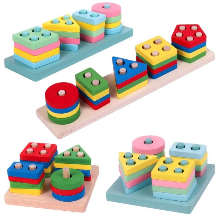 Montessori Toys for Toddlers Kids, Wooden Sorting and Stacking Column ...