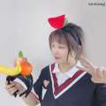 Fun simulation of fruits vegetables rings bread carrots bananas hair buns pepper headbands birthday cosplay Halloween hats. 