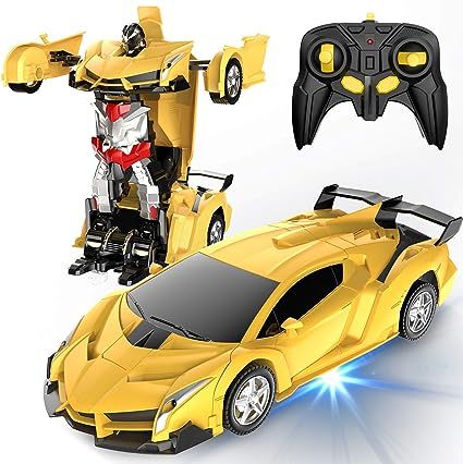 Transformation Car Toy Lamborghini Car Robot for Kids, RC Car One Button Transforms into Robot, Remote Control Transforming Robot for boy girl kids