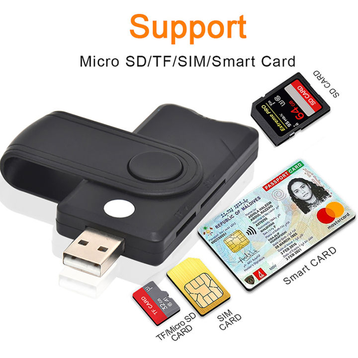 Windows 7 8 10 Linux OS USB SIM Smart Card Reader For Bank Card IC/ID EMV SD TF MMC Card Reader USB-CCID ISO 7816 Tetuo
