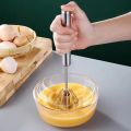 New Manual Stainless Steel Egg Beater | Semi-Automatic Push Whisk | Hand Mixer for Eggs, Cream & Batter | Non-Electric Kitchen Tool for Baking & Cooking. 