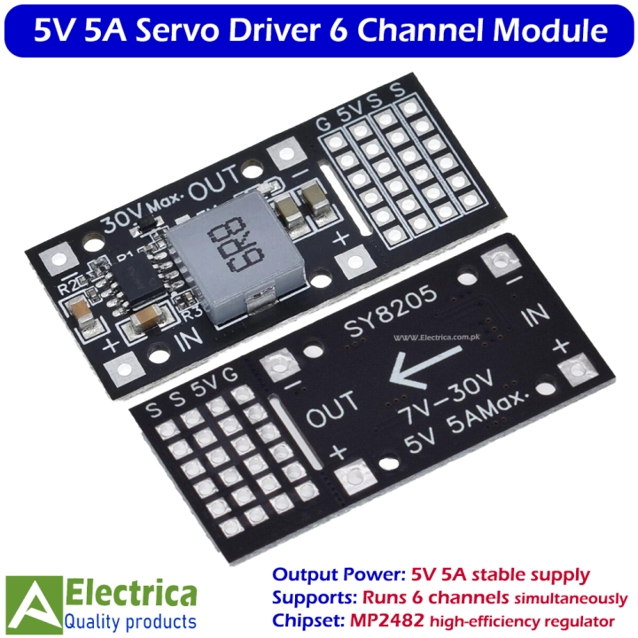 5V 5A Servo Driver Step Down Module MP2482 6 Channel Servo Power Control Board Compatible with Arduino & Raspberry Pi by Electrica
