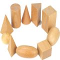10 Wooden Geometric Solids 3-D Shapes Montessori Learning Education Math Toys/Manipulatives/ Resources for School and Home Schooling. 