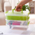 Creative Multi-Purpose Three-Layer Plastic Storage Box Transparent Makeup Jewelry Box Portable Belt Grid Desktop Storage Box. 