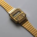 CASIO VINTAGE GOLDEN DIAL WITH GOLDEN BRACELET WATCH - A100WEFG-9ADF. 