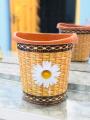 Dustbin - Room Dustbin - Dustbin Flower Printed Plastic Dustbin (Small Size 9 Inches Height). 