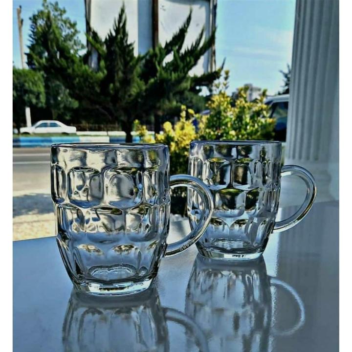 Set of 2 - Large Size Glass Mugs for Milk, Milk Shakes and Juices