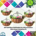 5 GEP Wall Mounted Flower Baskets for Indoor/Outdoor Décor (Half Moon) with coco liner by Green Enterprises Pk. 