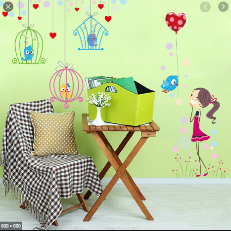wall sticker xl8117 Pegatinas de pared de jaula de pájaros de revestimiento simple para niños sala de estar decoración del hogar calcomanías de vinilo de dibujos animados fondos de sofá de TV