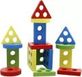 Lewo Wooden Puzzle Toddler Toys Shapes Sorter Preschool Geometric Blocks Stacking Games for Kids Geometric Shape Sorter Wooden Puzzles Teaching Geometric Shape Cognitive Matching Toys colorful. 