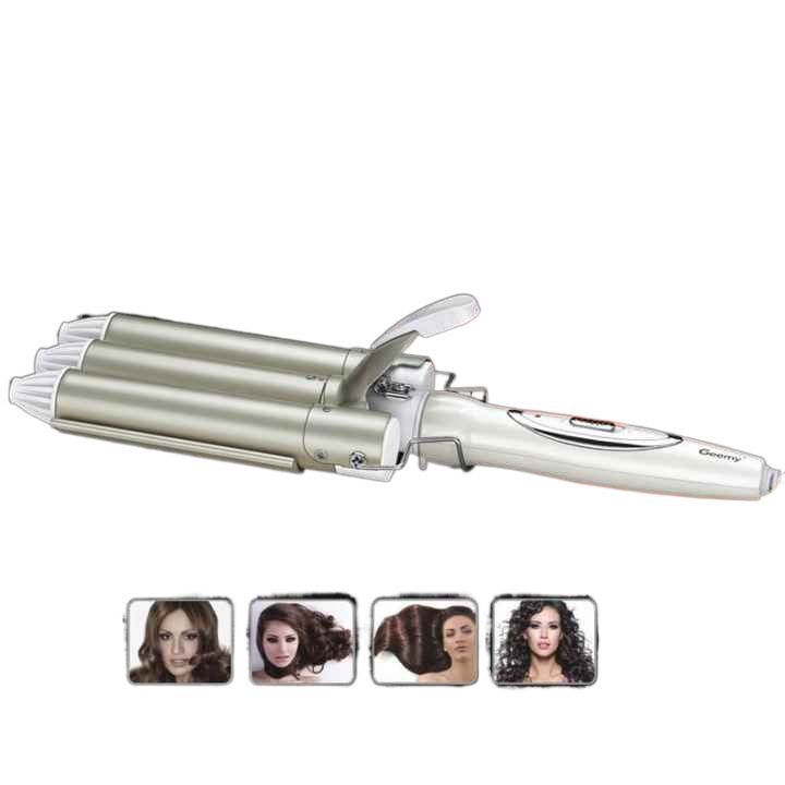 Geemy 3 barrels Curler/curling iron/curling wands/ crimper/waver/Hair curler professional eidition
