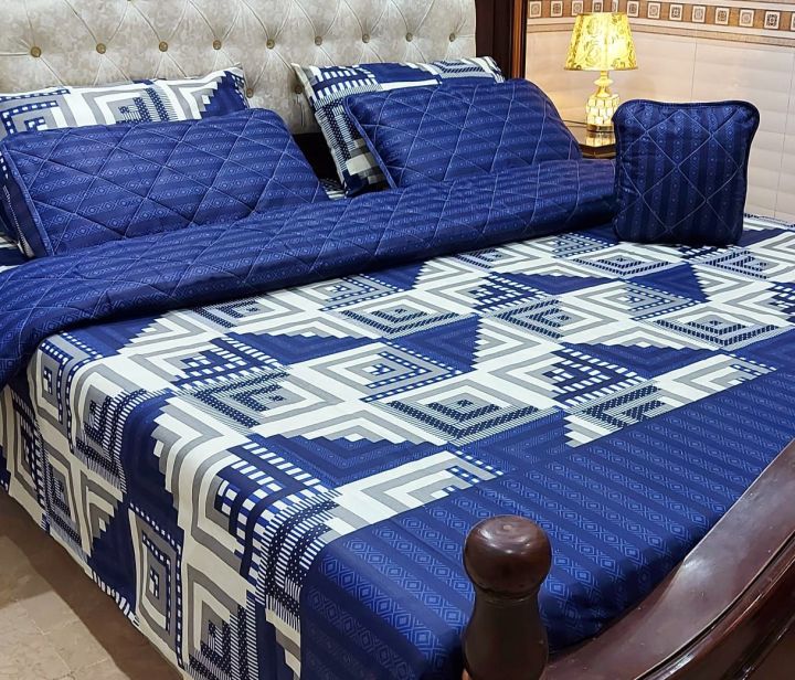 7 Piece Comforter set incuding 1 comforter, 1 Bed Sheet, 2 Quilted Pillow cover , 1 Quilted cushion, 2 pillow cover