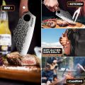 Original Made In Japan Huusk Knives, Hand Forged Meat Cleaver Butcher Knife for Meat Cutting, Japanese Kitchen Viking Knife with Sheath, Cooking Knife for Kitchen and Outdoor Camping, Thanksgiving. 