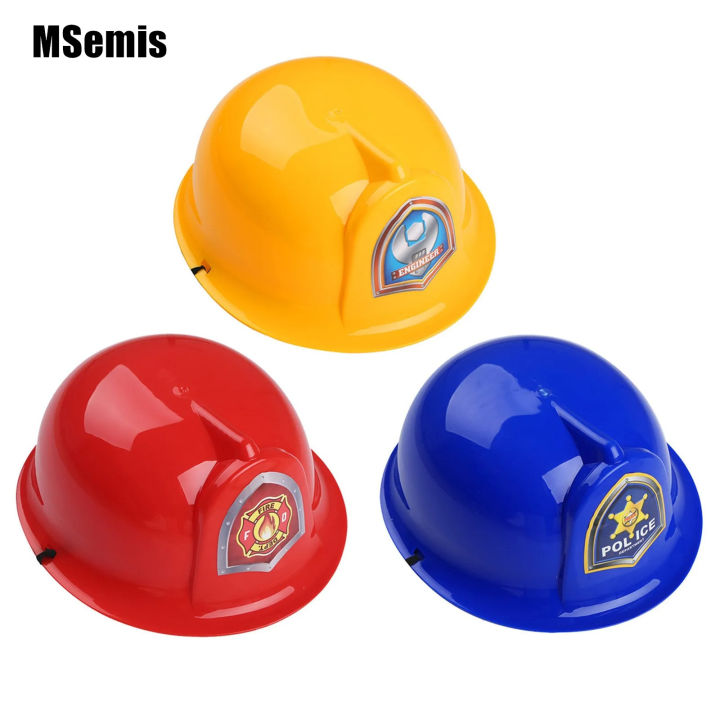 Kids Dress Up Party Hat Pretend Play Fireman/Police Helmet Funny Halloween Cosplay Costume Plastic Construction Cap Photo Props
