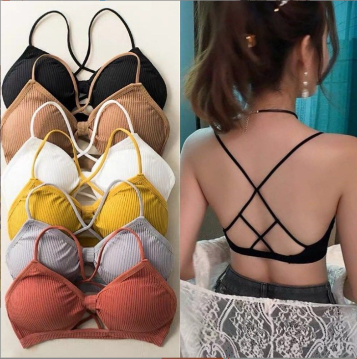 Teenage Girls Underwear Cross Hollow Small Suspenders Without Steel Ring Bra Threaded Elastic Wrap Bra