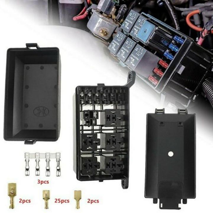BRADOO-Fuse-Relay Box 5-Fuse Holders 6 Relay Block Holders Fuse-Block 12V Fuse-Box Car