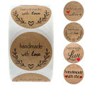 500 Pcs Handmade With Love Natural Kraft Paper Stickers For Package Adhesive Thank You Sticker Seal Labels Stationery. 