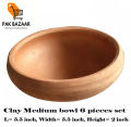 Clay Medium Bowl (Piyala) - 6 Bowls set | Natural cool for drinking water | Eating custard, desserts in natual clay | Clay Crockery Pots | Earthen Crockery Pots | Terracotta Crockery Pots. 