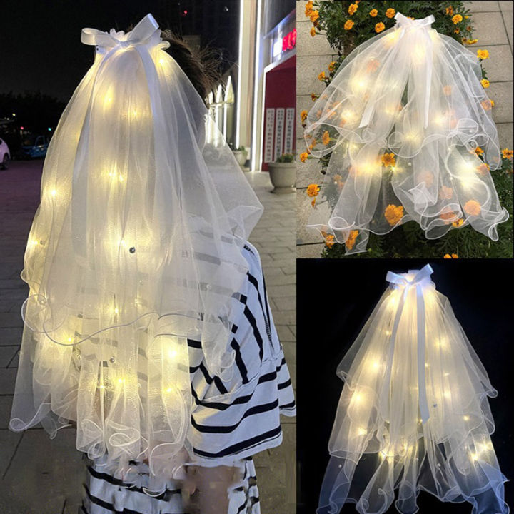 Veil Comb White Bride To Be Hen Night Wedding Party Luminous Veil 2 — free download
