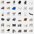 200 sets of Chinese Nordic modern furniture chair Rhino 3D model Rhino/C4D/MAX/3DM/SU material. 