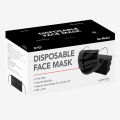 Disposable Face Mask Black 3 Protective Layers, Nose Pin Cover , 50 Pcs-Pack of Box Adult. 