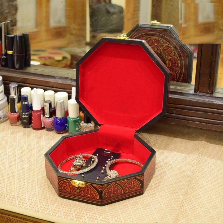 Hexagonal Wooden Jewellary Box