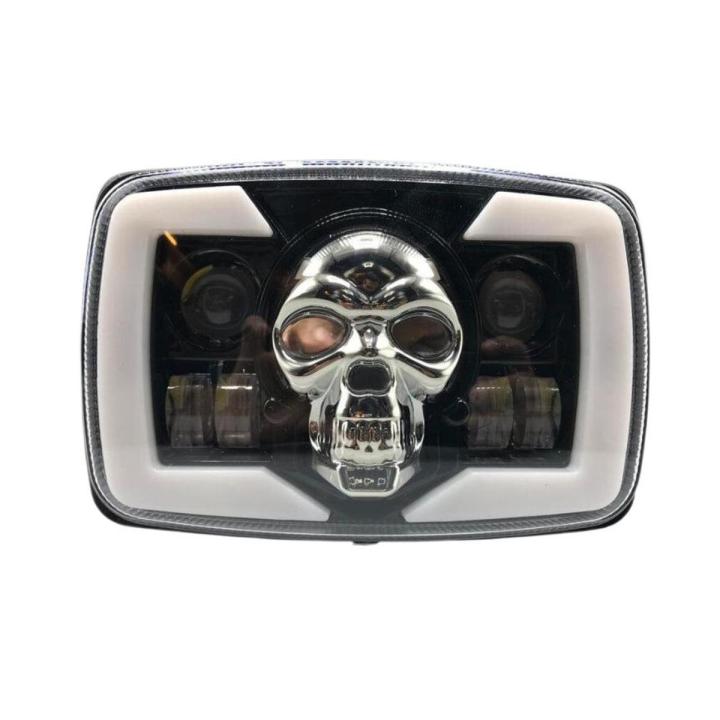 Bike Led Headlight Skull Style Headlight Beam R61 Multicolor Changing Original Fitting For Honda CD70 / CG125