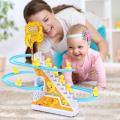 BAREPEPE Baby Happy Duck Track Set Toys for Kids Climbing Stairs Dancing Duck Slide Toy with Light and Music - 3 Piece Small Duck. 