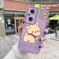 JIUMOO For OPPO Reno 7Z 5G Case With New Design Thin Phone Fashion Cartoon Winnie The Pooh Pattern Shockproof Square Edge Softcase Silicone Casing Full Cover Angel Eye Camera Protection Cases. 
